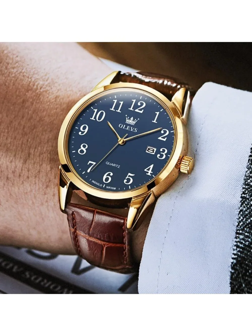 Men Brown And Gold Analog Stainless Steel Roman Numbers Waterproof Classic Watch